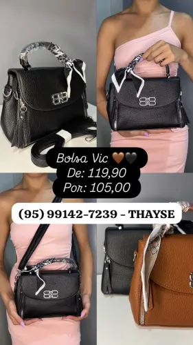 Bolsa Feminina Vic Dual Elegance Mão e Ombro Marrom ou Preto com Alça Moderna