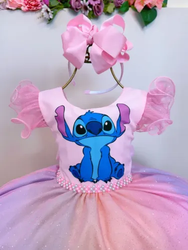 Vestido infantil Stitch Luxo