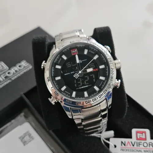 Relógio Naviforce NF9093 Aço - Estilo Futurista/Militar - Novo na Caixa