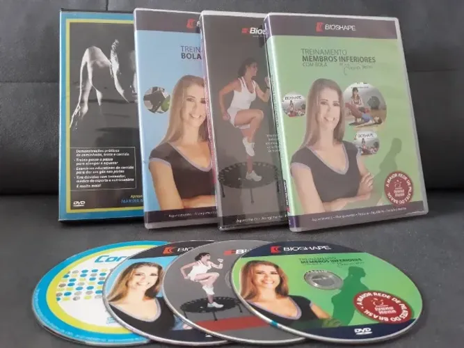 Coleção Exercícios 4 dvds Bioshape Pilates e Cama Elástica e Treino Corrida -- Ler Anúncio