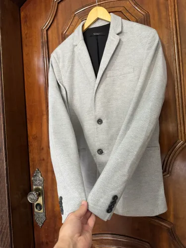 blazer masculino zara man essentials cinza m