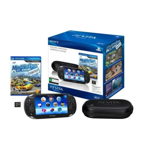 Ps vita novo bundle modnation com capa e cartão de memória 