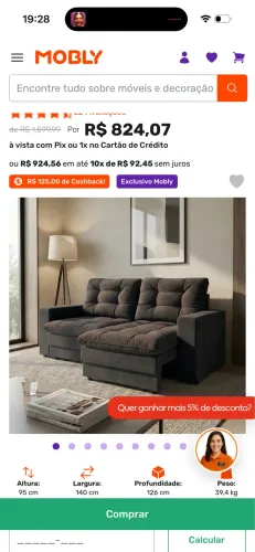 Sofá 2 lugares Retrátil