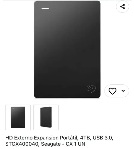 HD Externo Expansion Portátil 4TB SEAGATE USB 3.0