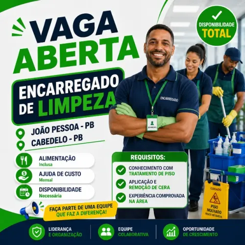 VAGA ENCARREGADO(A) DE LIMPEZA 