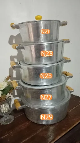 Jogo de panela em alumínio, tamanho Grande