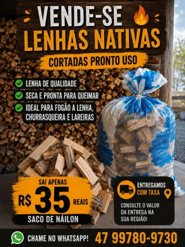 Vende-se lenhas nativas cortadas pronto uso fogão lareira churrasqueira sai 35 reais saco