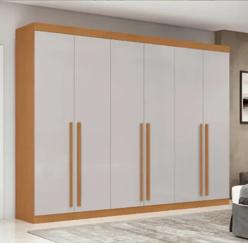 Guarda-Roupa Casal Elegance 6 Portas e 6 Gavetas Amêndoa/Off White