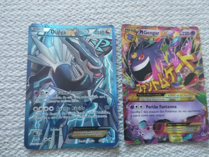 Cartas pokémon Mega Gengar EX e Dialga EX
