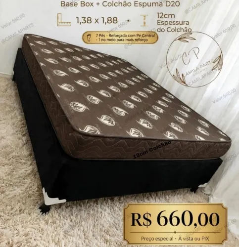 Cama Box Casal com Colchão Espuma D20 NOVO ENTREGO