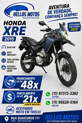 Honda XRE 300  2015 aceito moto fin 48x aceito cartão 12x 18x1.8%am 