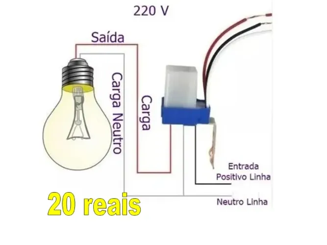refletor de led Fotocélula As-20 220v 10a