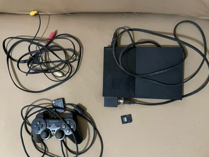 PlayStation 2 Slim Sony Funcionando + Controle e Acessórios