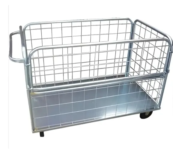 Carrinho JSN Fundo Fechado 500L Metal Branco Transporte Armazenamento