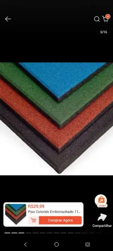 Pisos de Borracha Premium Square 15mm Preto