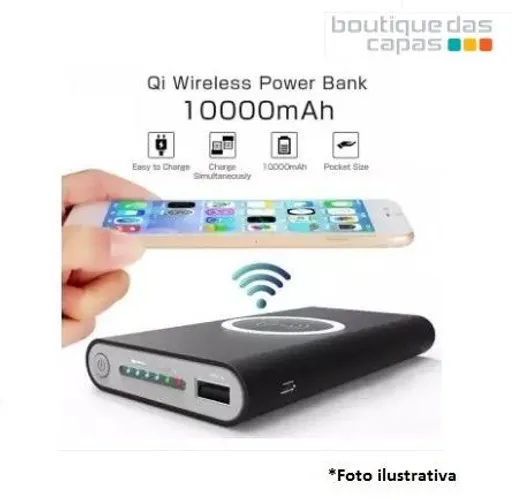 Carregador Portátil Power Bank Qi Wireless 10000mah Iphone X samsung s9 s9+ iphone 8 plus