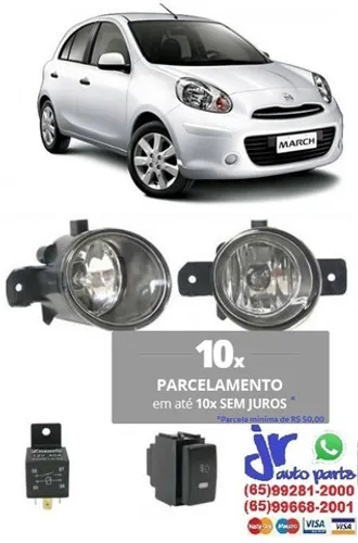 Kit Farol de Milha Nissan March 12 13 14 Botão Similar ao Original