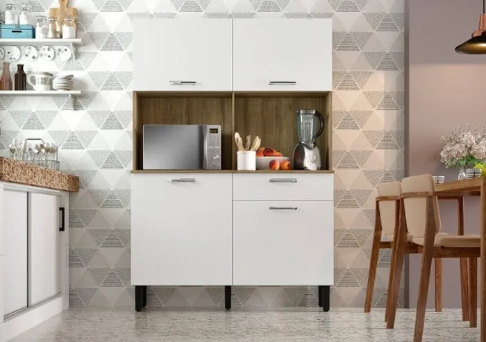 Cozinha 120cm Itatiaia  4 Portas 1 Gaveta  Castanho/Branco **nova na caixa**