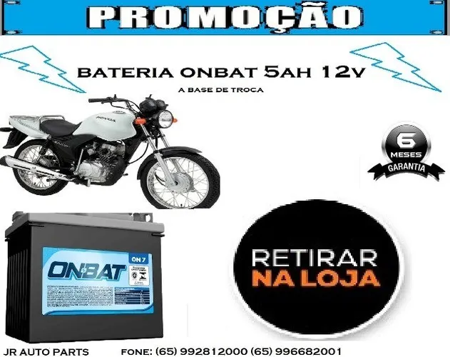 Bateria onbat 5ah Honda Cargo 125i 2009 2010 2011 2012 2013  