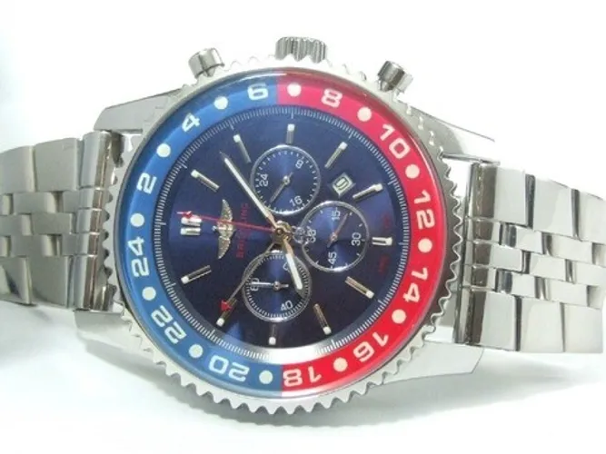 Relógio Breitling 1884 Chonographe Certifie Chronometre Azul Vermelho Caixa Aço 45mm Pulse