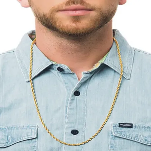 Corrente Banhada A Ouro 18k 70cm X 4mm Com Fecho Mosquetão Masc