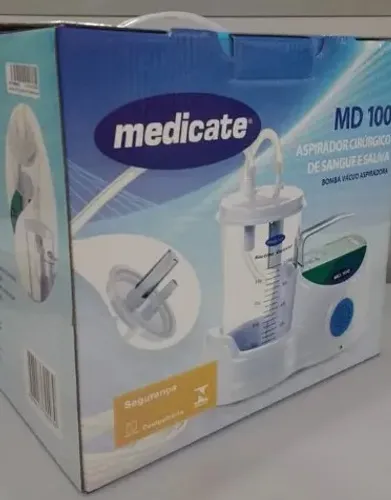 Aspirador Cirúrgico Bivolt de Sangue e Saliva 1 Litro Medicate MD-100 (Bomba Vácuo)