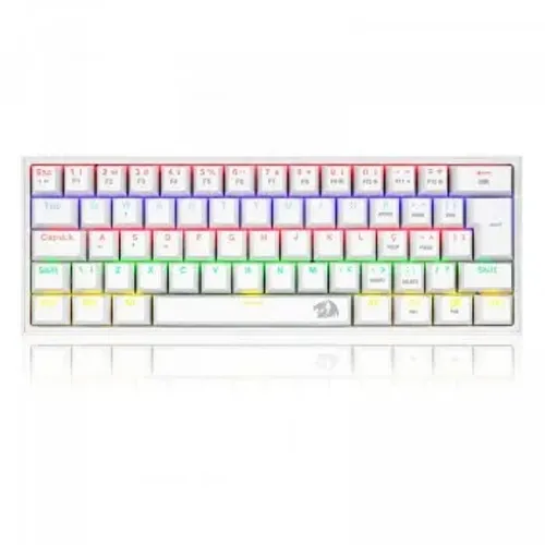 Teclado Mecânico Gamer Redragon Fizz, RAINBOW, Switch Blue, ABNT 2, White, K617-R-W (PT-BL