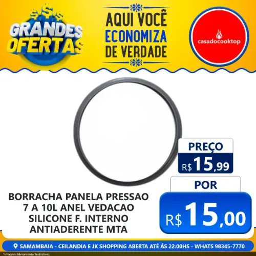 Borracha panela pressao 7 a 10l anel vedacao silicone f.interno antiaderente mta