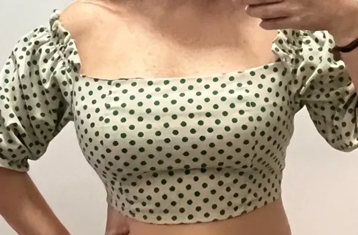 Cropped Linho Poá Verde Tamanho G Ótimo Estado