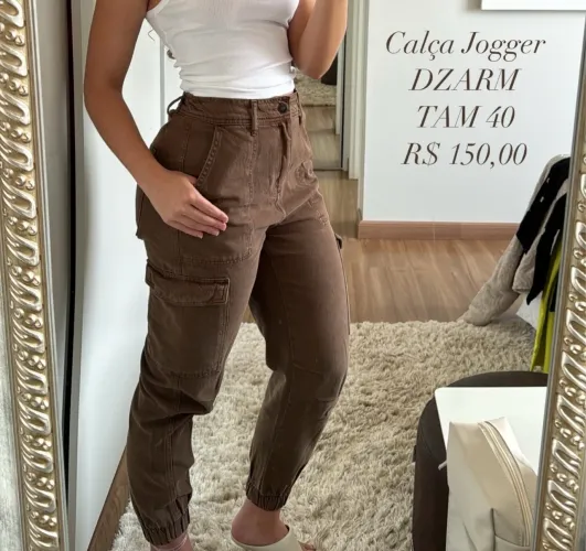 Calça NOVA Jogger Marrom D'Zarm - Tam 40 