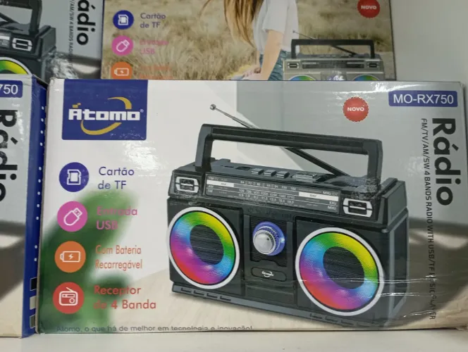 Rádio AM FM SW com Led ÁTOMO recarregável