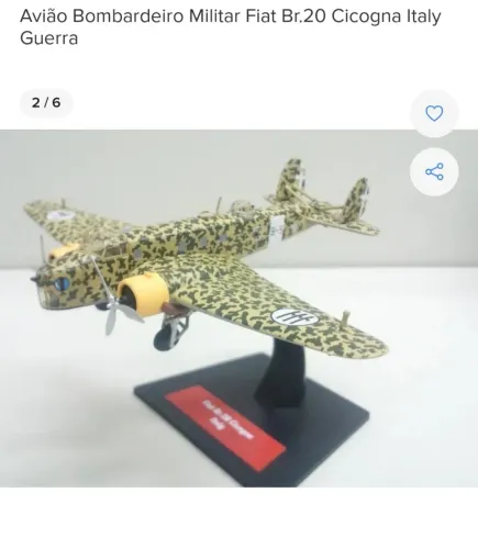 Miniatura Avião Fiat Br.20 Cignogna Italy Guerra