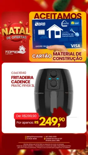 FRITADEIRA CADENCE PRATIC FRYER 3L R$0249,90