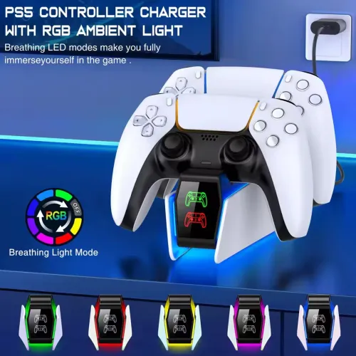 Base carregamento controle Ps5 com RGB