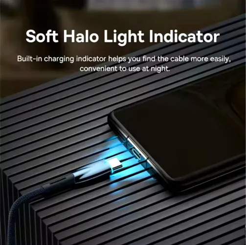 Cabo Baseus Glimmer USB-C com halo LED 100W 