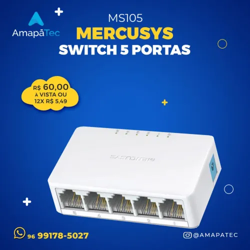 Switch Mercusys De Mesa, 10/100Mbps, Ethernet, 5 Portas - MS105