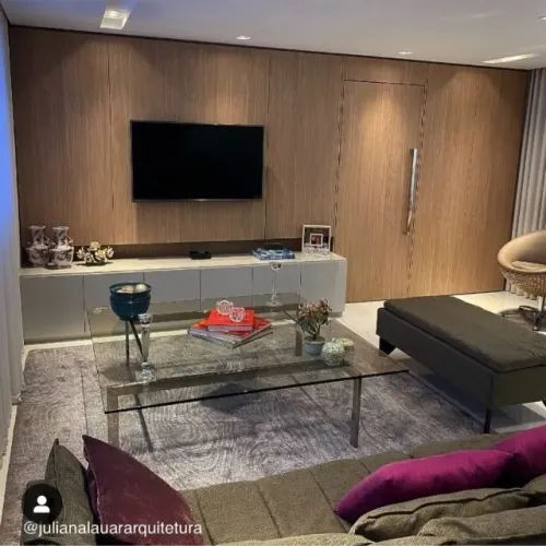 Mesa de centro, tampo vidro Guardian® (não arranha) e base aço inox