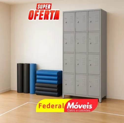 Armário de Aço 12 Portas - Prático, Seguro e de Excelente Qualidade!