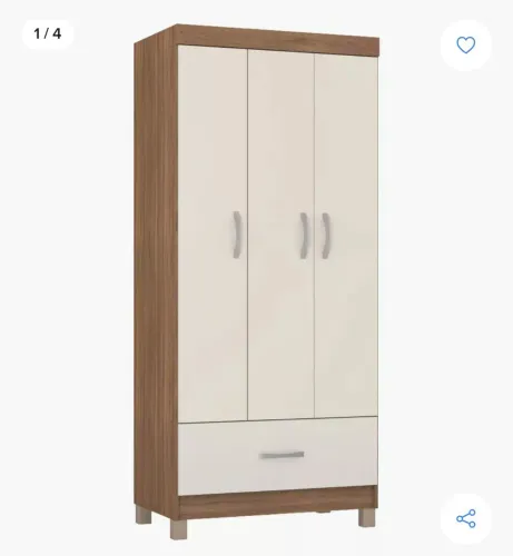 Guarda-Roupa 3 Portas com 1 Gaveta - Novo