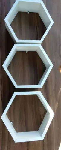 Kit 3 Nichos Hexagonal Branco.