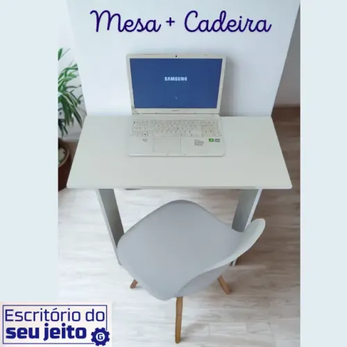 Mesa de Escritório + cadeira KIT NOVO Estilo Industrial Multiuso para Notebook Estudo Birô