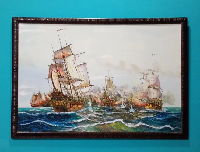 Reprodução Impressa Colorida com Moldura Caravelas