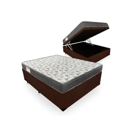 Baú casal carioca + colchão D28 ortopédico firme 18 cm Promoção