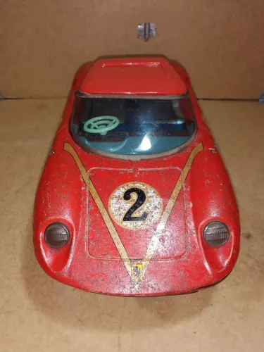 Brinquedo de lata Ferrari 250 Le Mans 1969 a pilhas funcionando.