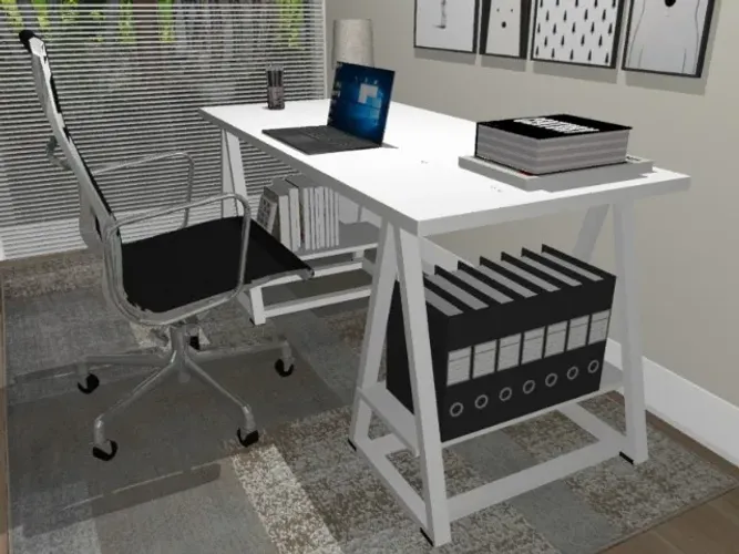 Mesa De Escritório Cavalete Deluxxe. L140cm x P60cm x  A74cm