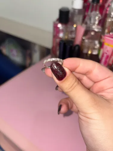 anel meia aliança aparador prata 925 com zirconias tamanho 18 