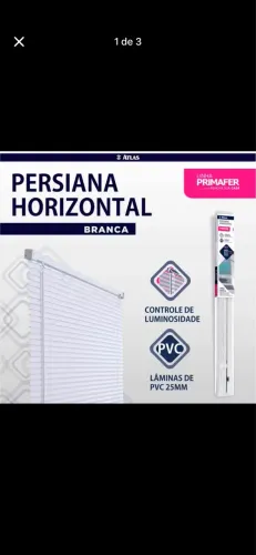 Cortina Persiana Horizontal cor Cinza, 140cm (L) × 130cm (A) altura Atlas Primafer