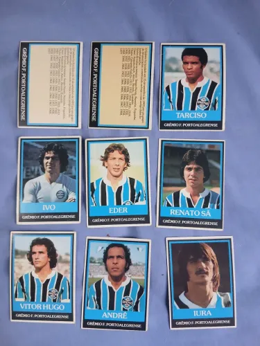 Coleção de cards ping pong do time do Grêmio.