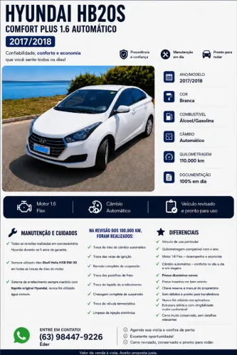 Hyundai HB20S C.style/c.plus1.6 Flex 16V Aut. 4P 2018