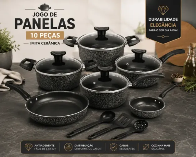 Conjunto Panelas Antiaderentes 10 peças NOVA NA CAIXA